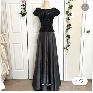 JS Collections Metallic Black and Satiny Gray Performance Concert Prom Gown 12